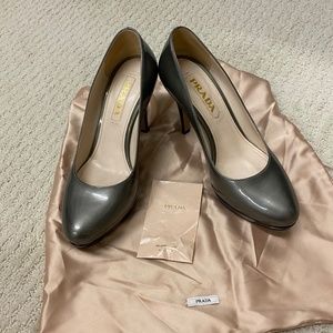 Prada Silver and Black Platform Heels